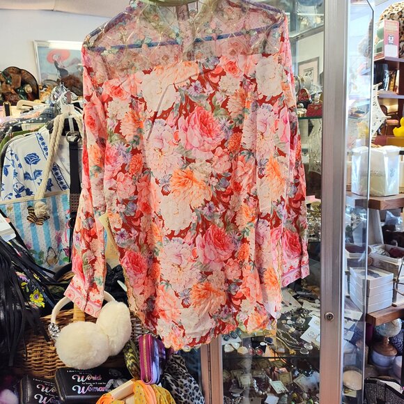 ARATTA FLORAL PINK  BLOUSE JEWELED COLLECTION - Picture 7 of 7